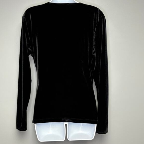 J. Crew Mercantile Black Velvet 90s Y2K Whimsigoth Witchy Wrap Top Womens Sz L - Picture 2 of 5